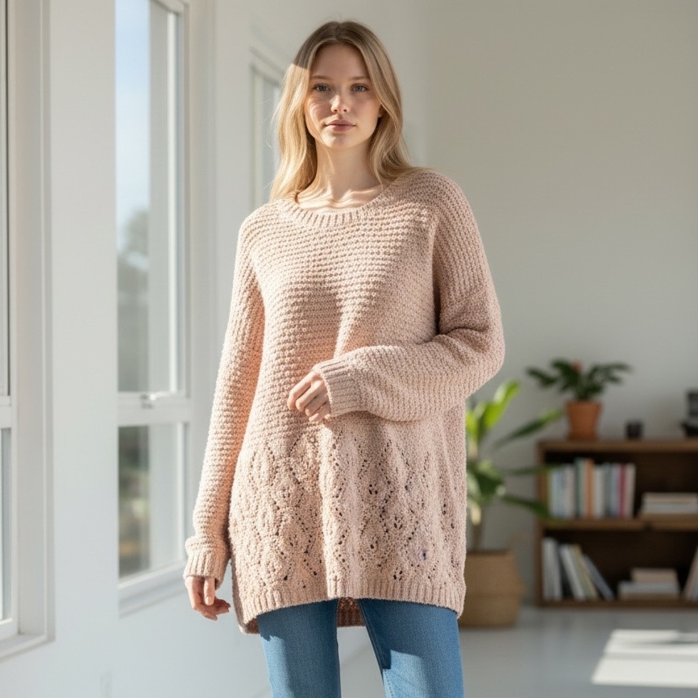 Listicle sweater‎ pink cozy womens sweater